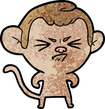 Bir insan tarafından çizilmiş sinir bozucu bir maymun.