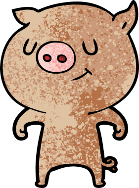 Bir insan tarafından çizilmiş mutlu çizgi film domuzu.