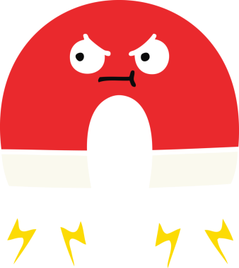 Bir insan tarafından çizilen mıknatısın düz renk retro karikatürü