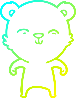 Bir insan tarafından çizilen mutlu çizgi film ayısının soğuk gradyan çizgisi.