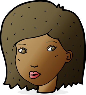 Bir insan tarafından çizilmiş bir kadın yüzü.