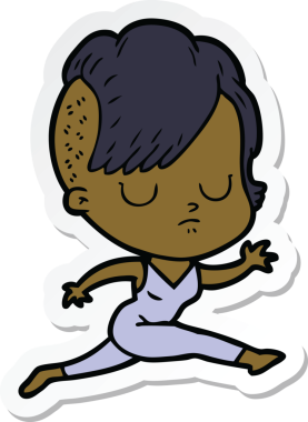 Bir insan tarafından çizilmiş bir karikatür kadının çıkartması.