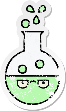 Bir insan tarafından çizilmiş şirin bir çizgi film test tüpünün sıkıntılı çıkartması.