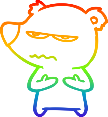 Sinirli bir ayı karikatürünü çizen gökkuşağı gradyanı insan tarafından çizilmiş.