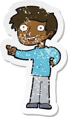 Bir insan tarafından çizilmiş karikatür adamın gerilmiş çıkartması.