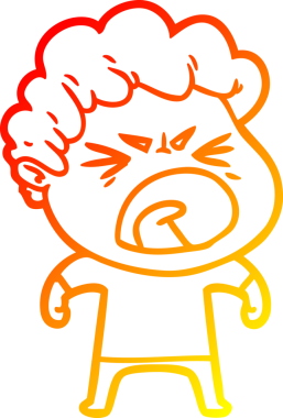 Bir insan tarafından çizilmiş kızgın bir adamın çizgi film çizimi.