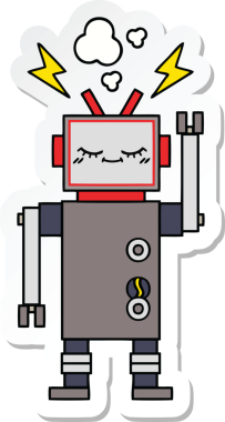 Bir insan tarafından çizilmiş şirin bir dans robotunun çıkartması.