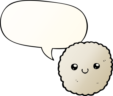 bir insan tarafından çizilmiş düzgün eğimli konuşma baloncuklu çizgi film bisküvisi