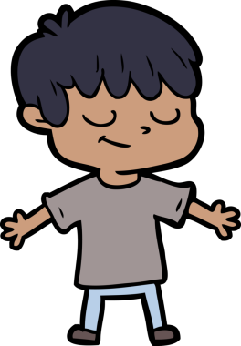 Bir insan tarafından çizilmiş mutlu çocuk çizgi filmi.