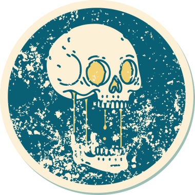 Bir insan tarafından çizilmiş bir kafatasının sembolik dövmeli görüntüsü.