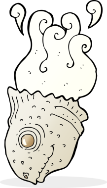 bir insan tarafından çizilmiş eski bir balık kafası