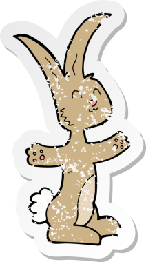 Bir insan tarafından çizilmiş karikatür tavşanın gerilmiş yapıştırması.