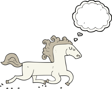 Bir insan tarafından çizilmiş serbest çizilmiş düşünce balonu koşu atı.