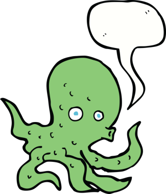 bir insan tarafından çizilmiş konuşma baloncuklu ahtapot.