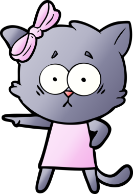 Bir insan tarafından çizilmiş çizgi film kedisi.