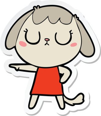 Bir insan tarafından çizilmiş şirin bir köpeğin çıkartması.