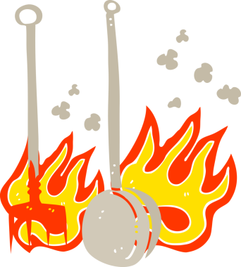 Bir insan tarafından çizilen şömine başı araçlarının düz renk çizimi