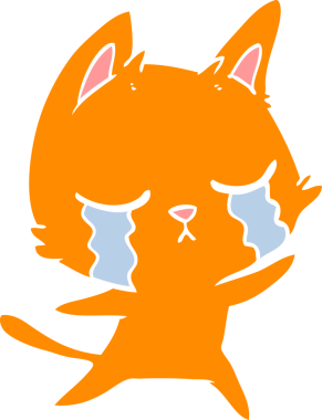 Bir insan tarafından çizilmiş düz renkli çizgi film kedisi.