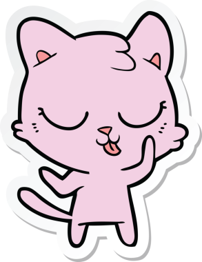 Bir insan tarafından çizilmiş çizgi film kedisinin çıkartması.