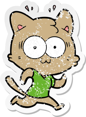 Çizgi filmin sıkıntılı çıkartması. Bir insan tarafından çizilmiş, şaşırmış bir kedi.