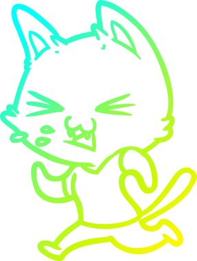 Koşan bir kedinin insan tarafından çizilmiş soğuk çizgi çizimi.