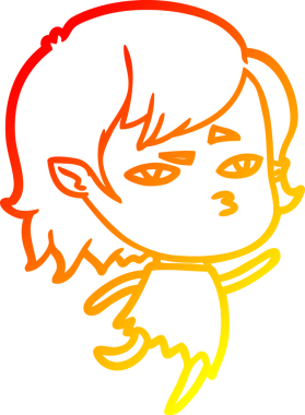 Bir insan tarafından çizilmiş bir vampir kız çizgi çizimi.