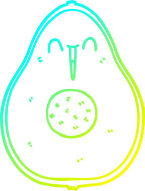 Bir insan tarafından çizilmiş mutlu avokado çizgi filmi.