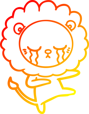 Bir insan tarafından çizilmiş, ağlayan bir aslanın sıcak çizgi çizgisi.