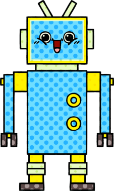 bir insan tarafından çizilmiş bir robotun çizgi roman tarzı