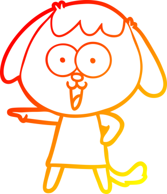 Bir insan tarafından çizilmiş sevimli bir köpeğin sıcak çizgi çizgisi.