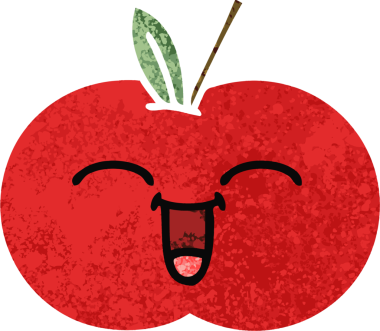 Bir insan tarafından çizilmiş kırmızı elmanın retro çizim tarzı karikatürü