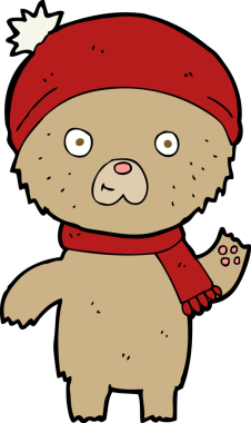 Bir insan tarafından çizilmiş oyuncak ayıyı sallayan çizgi film.