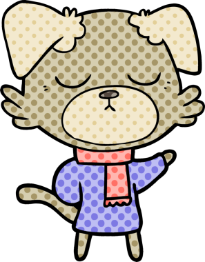 Bir insan tarafından çizilmiş şirin bir çizgi film köpeği.