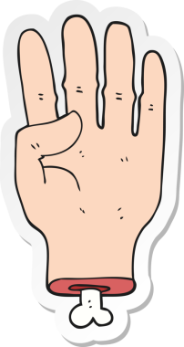 Bir insan tarafından çizilmiş bir karikatür elin çıkartması.