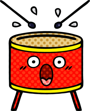 bir insan tarafından çizilmiş bir davul karikatürü.