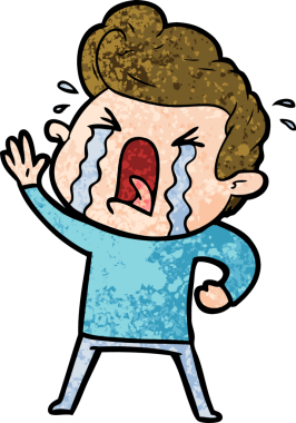 Bir insan tarafından çizilmiş ağlayan bir karikatür.