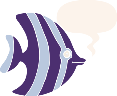 Bir insan tarafından çizilmiş, konuşma baloncuklu çizgi melek balığı.