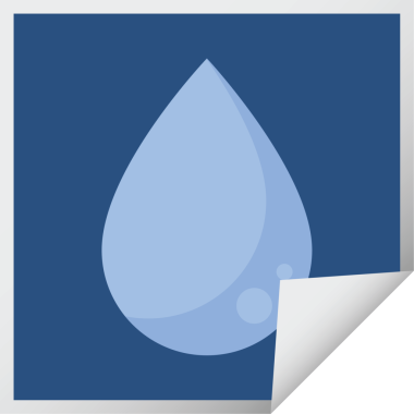 bir insan tarafından çizilmiş yağmur damlası grafik vektör illüstrasyon kare etiketi