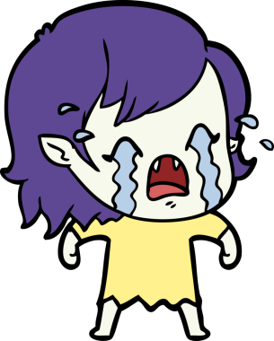 Bir insan tarafından çizilmiş ağlayan vampir kız çizgi filmi.