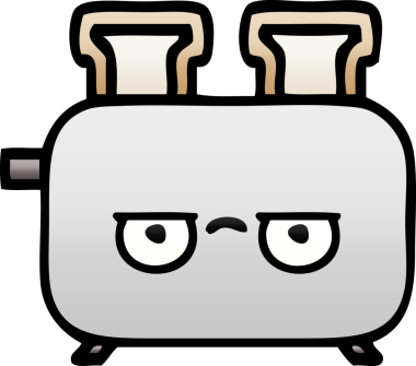 Bir insan tarafından çizilmiş tost makinesinin gölgelenmiş karikatürü.
