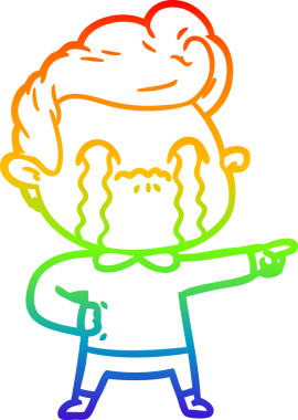 Gökkuşağı gradyan çizimi bir insan tarafından çizilmiş ağlayan bir karikatür adamı çiziyor.