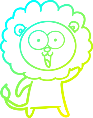 Bir insan tarafından çizilmiş mutlu çizgi film aslanı çizimi.