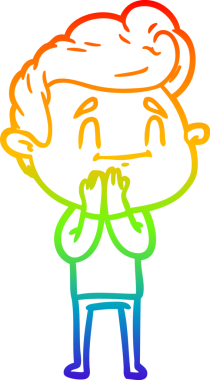 gökkuşağı gradyanı çizimi bir insan tarafından çizilmiş mutlu bir çizgi film adamı