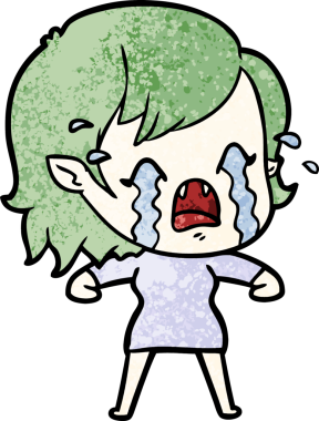 Bir insan tarafından çizilmiş ağlayan vampir kız çizgi filmi.