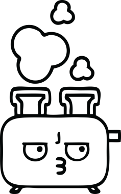 Bir insan tarafından çizilmiş bir tost makinesinin çizgi çizimi