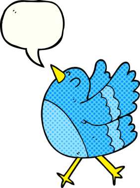 Bir insan tarafından çizilmiş serbest çizilmiş çizgi roman konuşma balonu mutlu kuş.