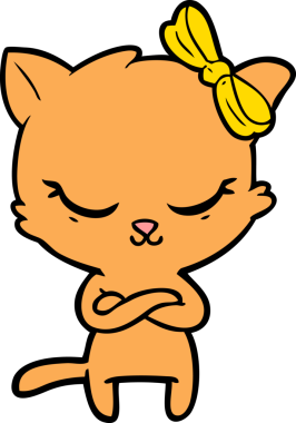 Bir insan tarafından çizilmiş sevimli çizgi film kedisi.