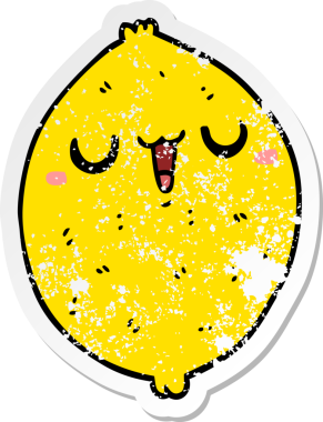 Bir insan tarafından çizilmiş mutlu limon karikatürü.