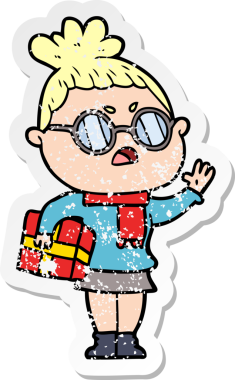 Bir insan tarafından çizilmiş bir karikatürün sıkıntılı çıkartması.