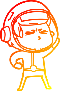 Bir çizgi film karakteri, bir insan tarafından çizilmiş astronot çizimi.